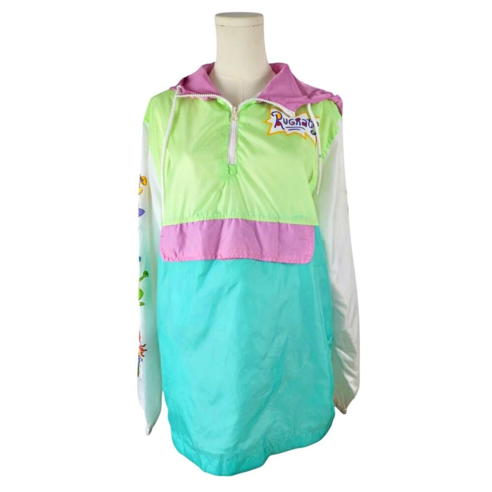 Nickelodeon Rugrats Hooded Windbreaker 1/4 zip Pullover Jacket Womens MED *FLAW*